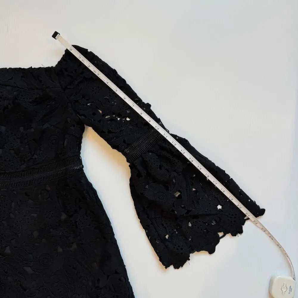 Cynthia Rowley Wild Flower Lace Mini Dress Black Women's 2 Coquette Whimsigoth - Picture 6 of 16